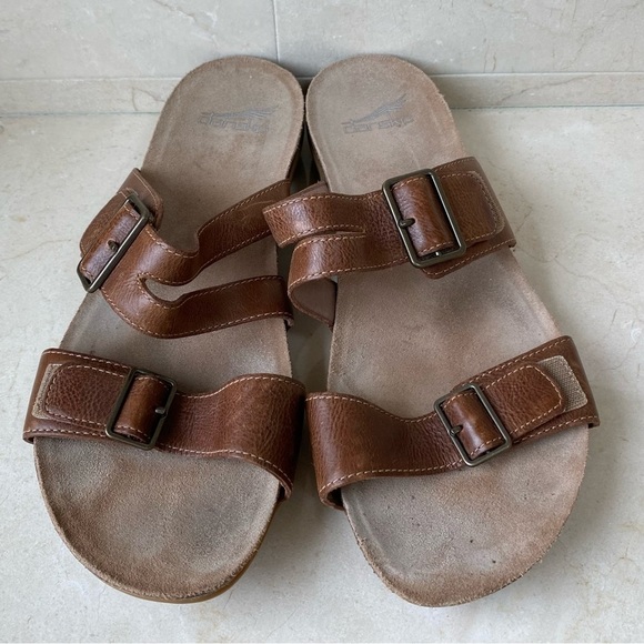 Dansko Rosie Waxy Burnished Leather Sandal Tan size 40 / US 9.5-10 - Picture 3 of 12